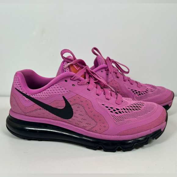 Size 9.5 US- Nike Women's Air Max 2014 Pink Black Running Athletic Training Shoe - Picture 1 of 11